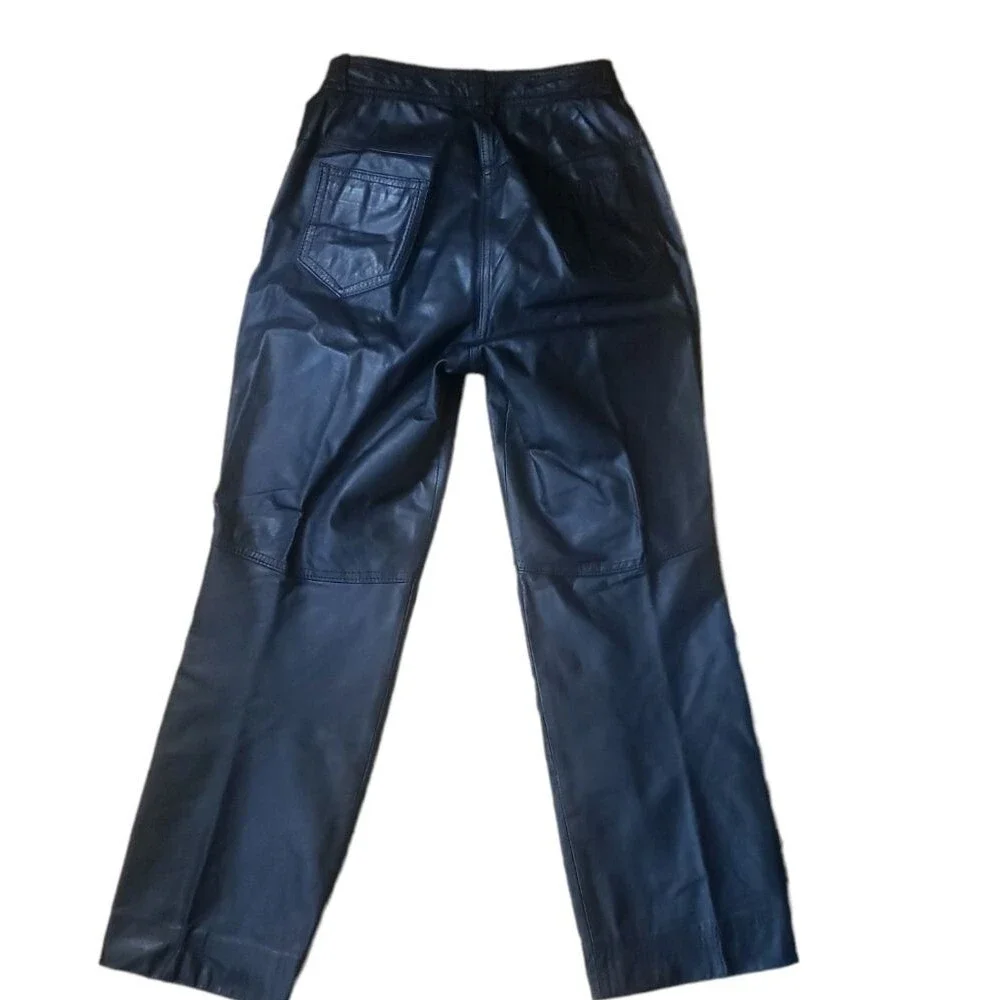 Vintage Bermans High Rise Leather Pants Womens Size 8 Black Minimalist 90s Rave